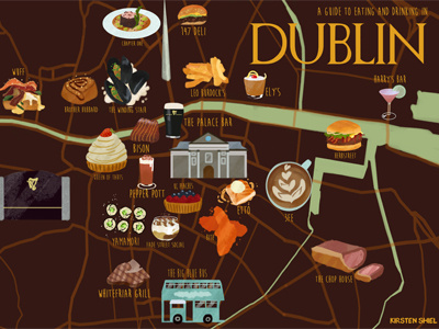 A Guide to Eating and Drinking in Dublin bars burger cafe cartography city dublin editorial food guinness ireland map restaurants