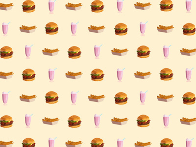 American Diner Pattern american burger diner food illustration milkshake pattern wallpaper