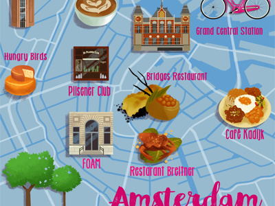 Cara Amsterdam Map amsterdam cara contemporary editorial illustration magazine map