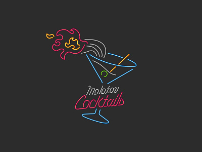 Molotov Cocktail coktail fun illustrator molotov neon sign