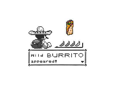 Wild Burrito appeared funny illustration illustrator parody pixel art pokemon
