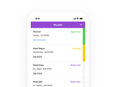 Non-selected Designer Test Task app booking dates design mobile recruitment shifts staffing task ui ux venue