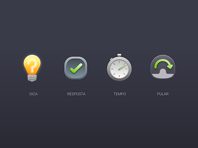 Trivia Icons answer check game icons jump light bulb mobile skip time tip trivia volume