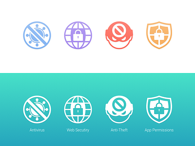 Antivirus Icons antitheft antivirus apps icon malware mobile ui web