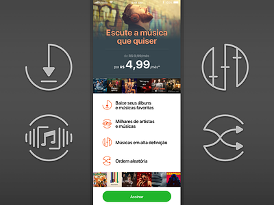 Streaming Service Landing Page icons ios landing page mobile music ui