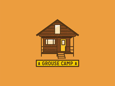 Grouse Camp cabin camp grouse hunting illustration northwoods ruffed grouse