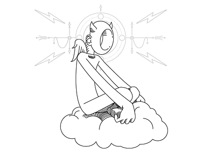 Devil In The Sky adobe illustrator character lines vector wings