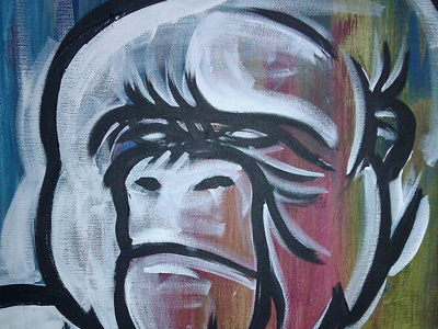 Be Water II gorilla hue in lines painting progress work