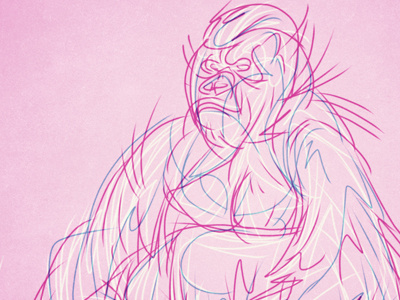 Grape Ape digital gorilla illustration lines purple