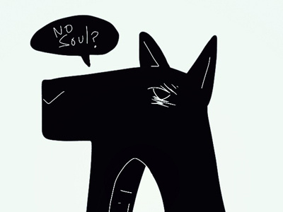 Dog God? Are you there? black digital dog illustration white
