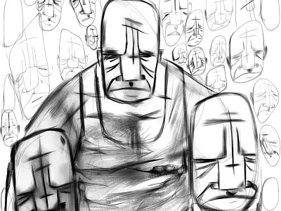 Just Another Face In The Crowd art arte face illustration ilustración lines