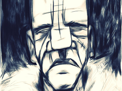 Frankenstein’s Monster asketch dibujo digital drawing face illustration ilustración ipad