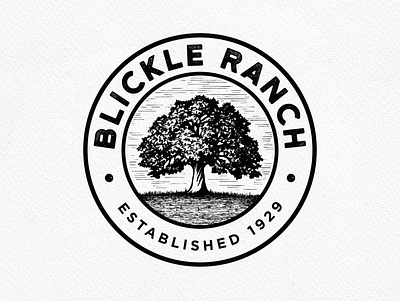 Beautiful Oak Tree Logo agriculture badge brand branding farm graphic design hand drawing landscape logo natural nature oak outdoor ranch tree