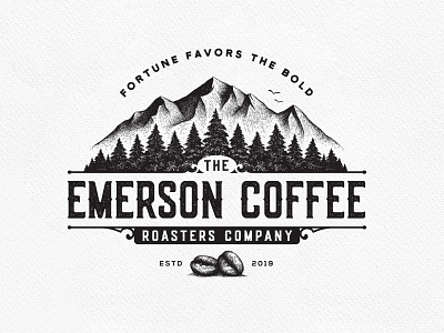 Emerson Coffee Logo adventure branding coffee graphic design hand drawing logo mountain natural nature outdoor peak ridge