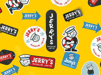 Jerry's Rogue Jets branding branding design illustration logo stickers