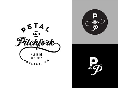 Petal & Pitchfork Farm logo branding design farm flowers logo