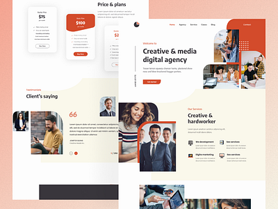 Digital Agency landing page Design agency branding clean creative digital agency e commerce figmatemplate financial graphic design interfacedesign minimal modern online products tenplateui ui ui design uidesign webdesign websitesdesign