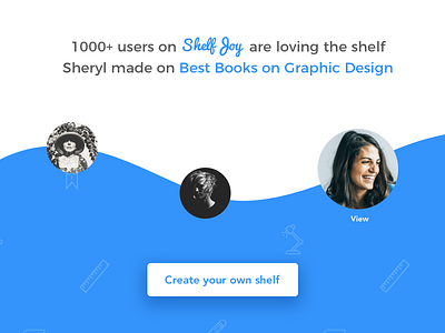 ShelfJoy landing page exploration blue clean curves landing shelf