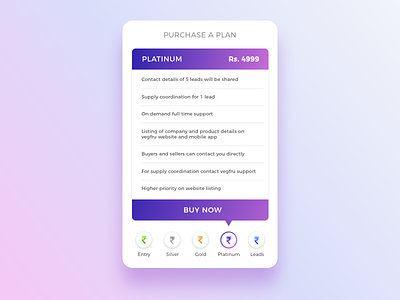 Pricing Table for VegFru buy clean colors gradient mobile pricing rupee table