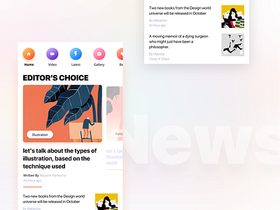 News Homefeed app cards colors dashboard interaction news