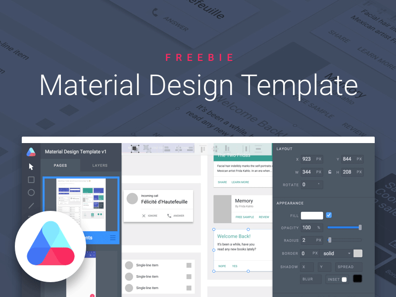 Free Atomic Material Design Template 😎 atomic freebie material design