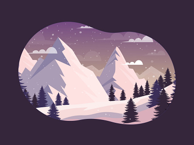 Winter landscape christmas forest holiday illustration lanscape mountains resort ski snow trees white winter