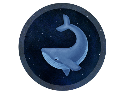 Whale blue cosmos galaxy illustration stars swimming whale