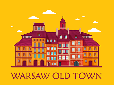 Warsaw Old Town city colorfull europe illustration old old town town warsaw