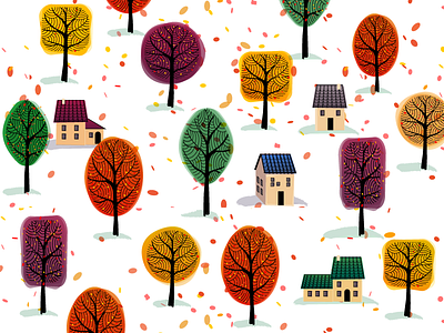 Fall autumn color fall house leaf mountain tree village