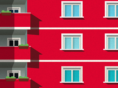 Red architecture building city flat house illustration red street travel urban view