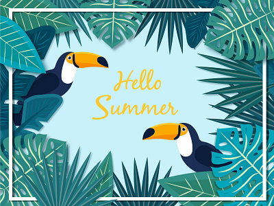 Hello Summer Background background birds flower jungle summer toucan tropic tropic bird