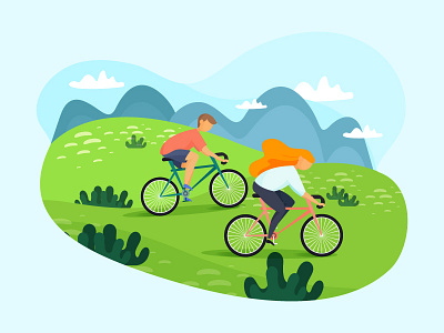 Outdoor activity activity bicycle boy character couple cycling girl character healthy lifestyle nature outdoor