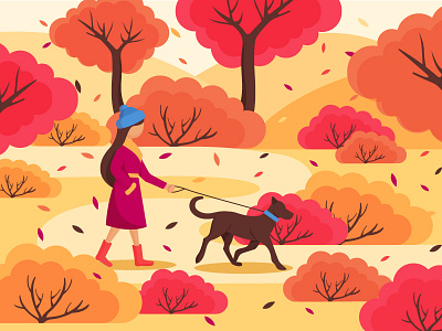 Autumn walk autumn character color couple dog fall leaf mountain tree walking