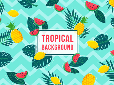 Tropical Background background flower fruit leaf lemon pattern pineapple tropical tropical leaf tropical pattern watermelon