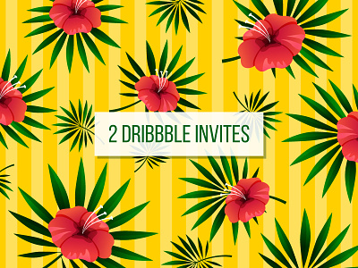 Dribbble Invites dribble invites flower giveaway palm pattern plant portfolio prospects summer tropical background tropical pattern