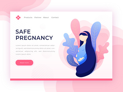 Illustration for landing page baby expecting girl health illustration insurance insurance company landing page maternity mommy motherhood pregnancy pregnant safe web