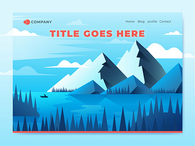 Illustration for landing page explore forest illustration lake landing landing page landscape mountains nature river travel tree wild winter