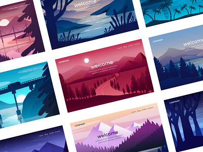 Landscape illustrations for welcome page