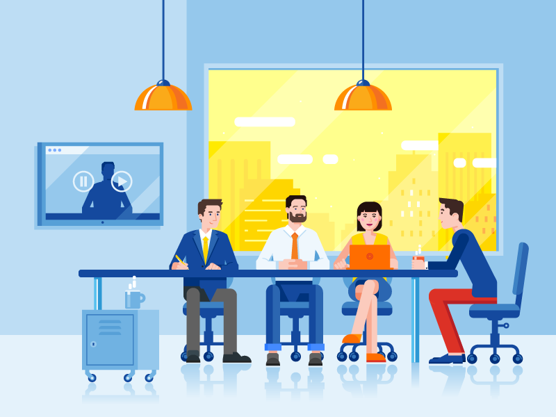 Business Meeting vector illustration team project people occupation flat teamwork meeting business office