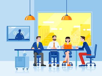 Business Meeting business flat illustration meeting occupation office people project team teamwork vector