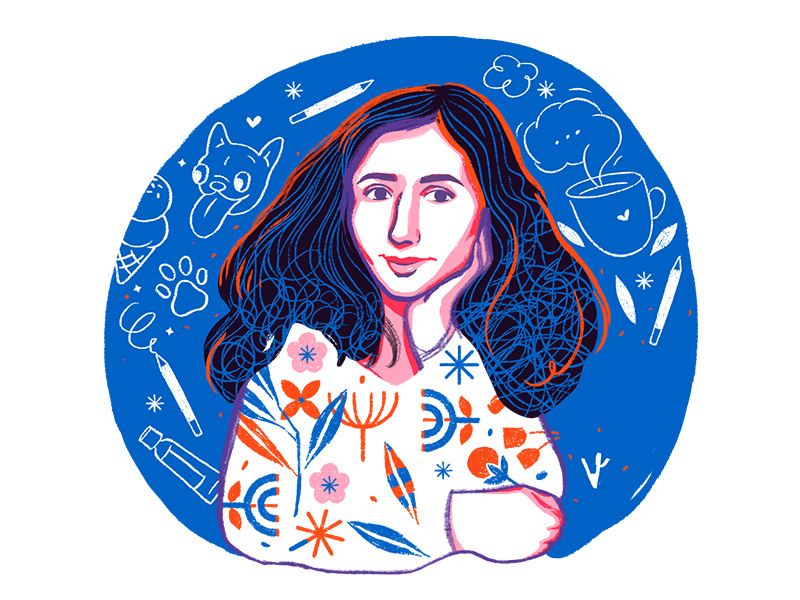 Selfie character design illustration avatar self-portrait artist girl portrait selfie