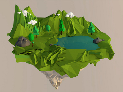 There is a sky island in my heart. c4d