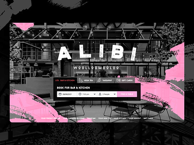 Alibi Bar & Kitchen Restaurant Website Design bar chef design food hotel kitchen menu ovolo restaurant ui ui design user experience user interface ux ux design webdesign website