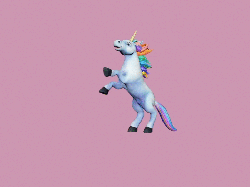 Unicorn 3d animation app ar character gif maya stand on end unicorn