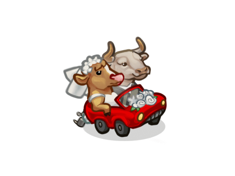 Wedding Cows 2d animation bride car character cows game husband lowrider spine wedding