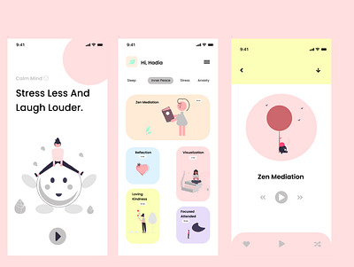 Mediation App With Pastel Colours app app design design figma graphic design ui uiuxdesign ux vector