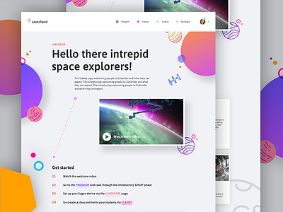 Space themed site design design gradient icons landing page pastel planets space ui user interface