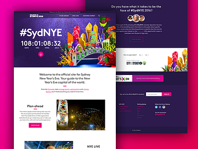 Sydney NYE Website 2016 landing page nye purple sydney website