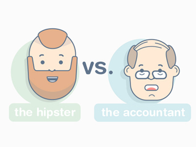 The Hipster vs. The Accountant character drawing line