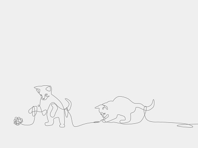 Single Line Kittens drawing line